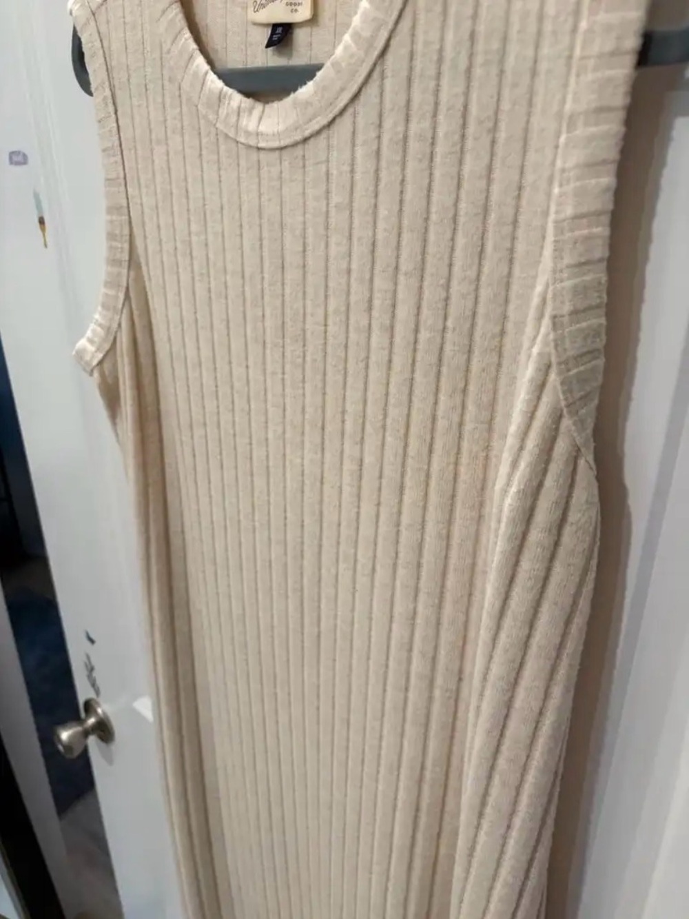 Universal Thread Cream Ribbed Sleeveless Maxi Dress